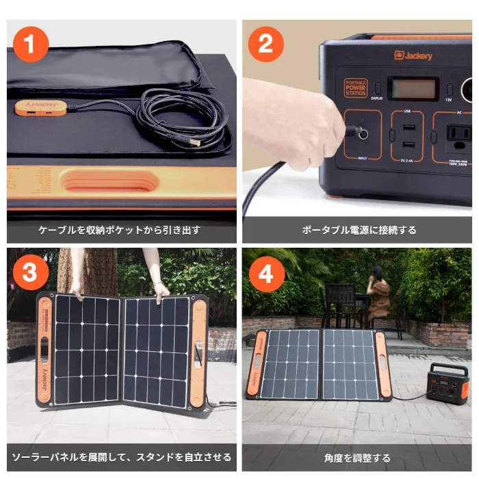 『Jackery SolarSaga 60』の特長④：使い方は簡単で、設置も１分！